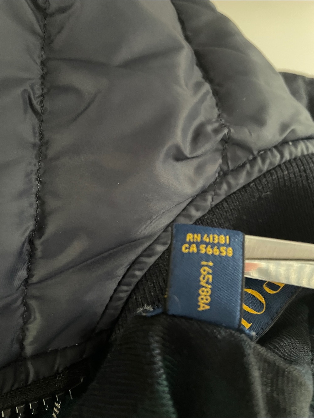 Polo by Ralph Lauren Vintage Navy Quilted Down Puffer Bomber Jacket* Unisex XS - Picture 13 of 16
